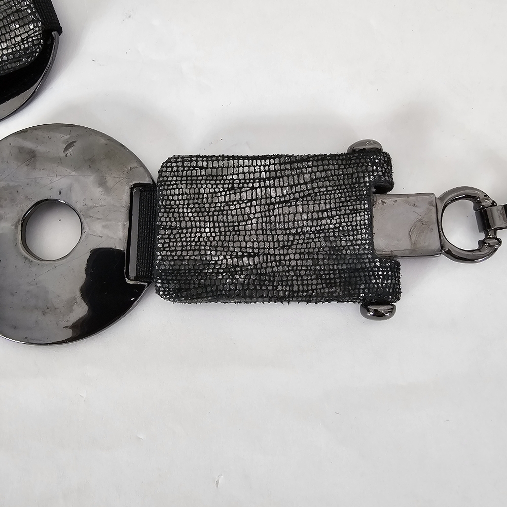Sandy Duftler Metal And Leather Ring Belt Large - Picture 4 of 9